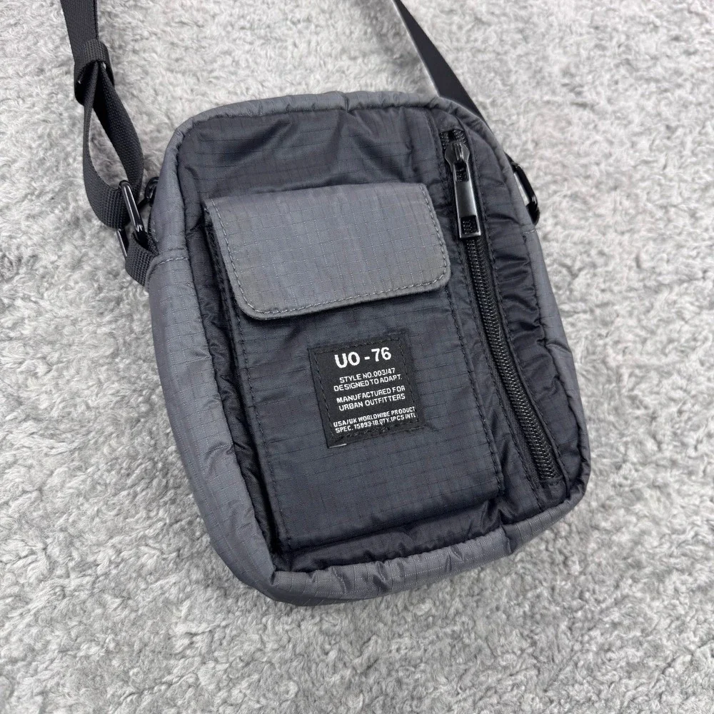 Urban Outfitters UO-76 Crossbody Utility Bag Grey Black Ripstop Nylon Techwear‎